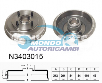 Tamburo Freno PT123NP